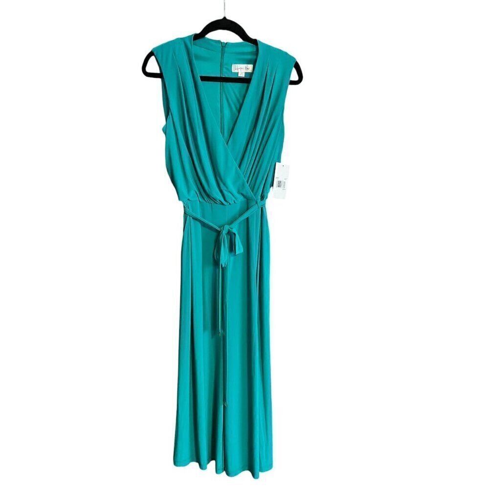 Women's Size 10  Harper Rose Sleeveless Wide-Leg Cropped Green Jumpsuit - Picture 2 of 13